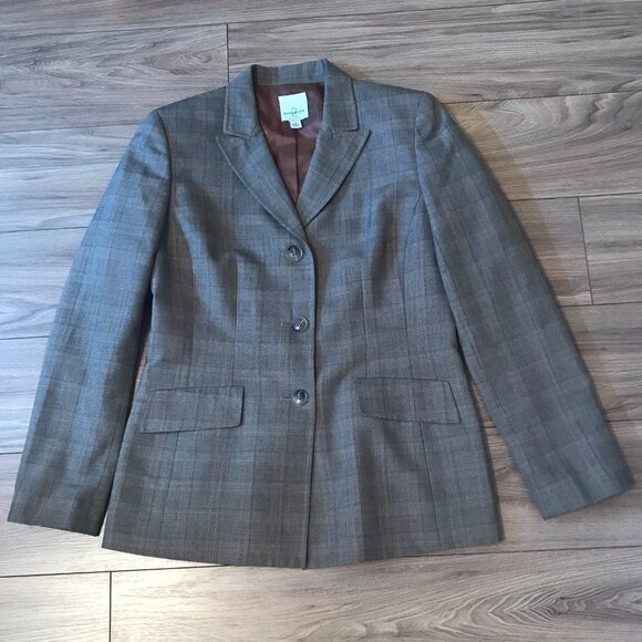 Anne Klein Suits Three Button Blazer Brown Size 4 - Picture 1 of 14